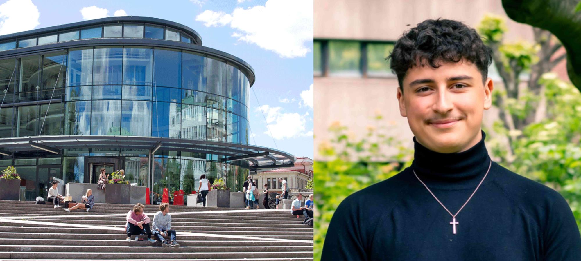 Theodor Johansson till höger om pedagogen