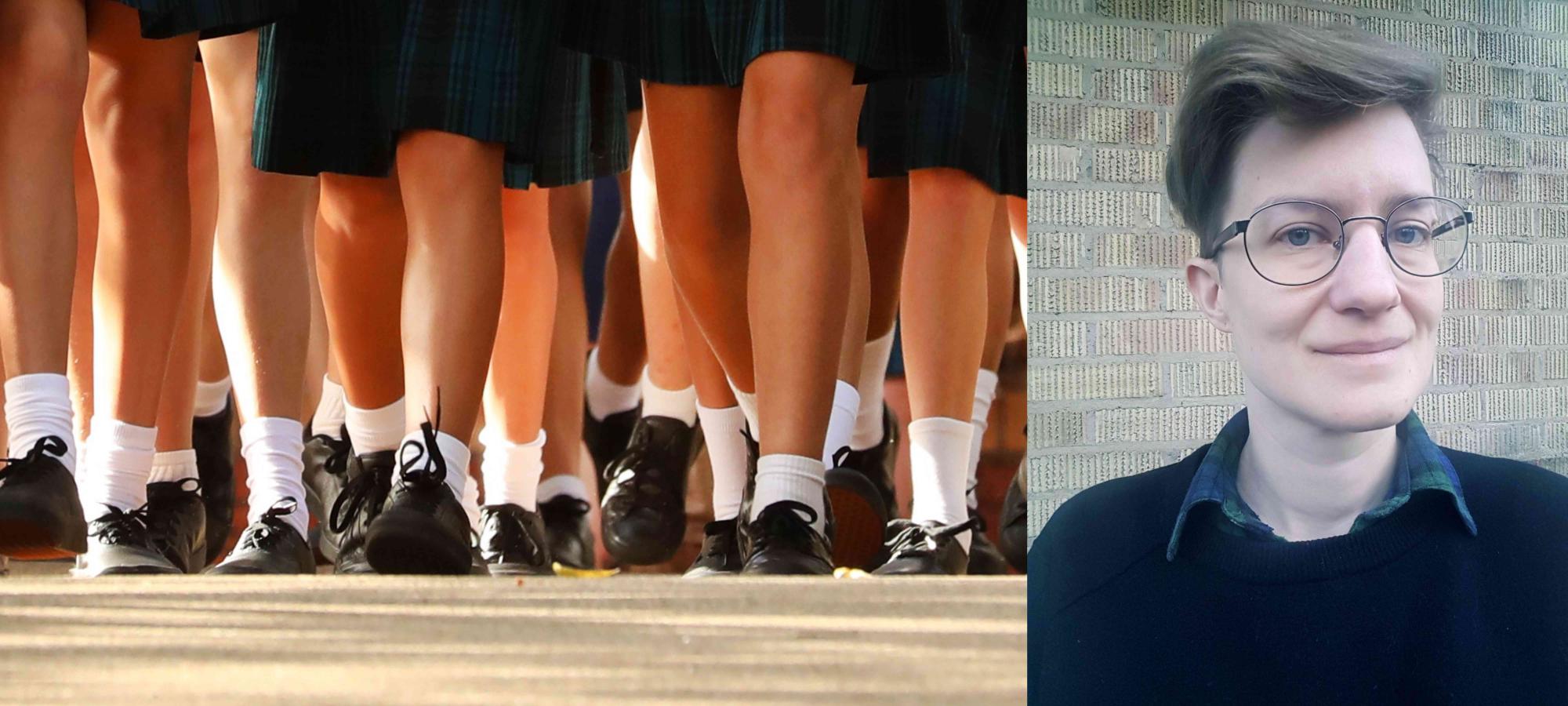 Ellen till höger om ett flertal vita ben