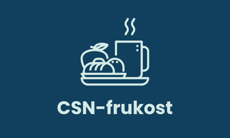 En teckning föreställande en frukostbricka och texten csn frukost